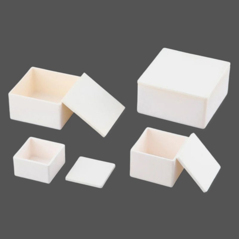 High Purity Square Alumina Ceramic Combustion Boat with Cover-1